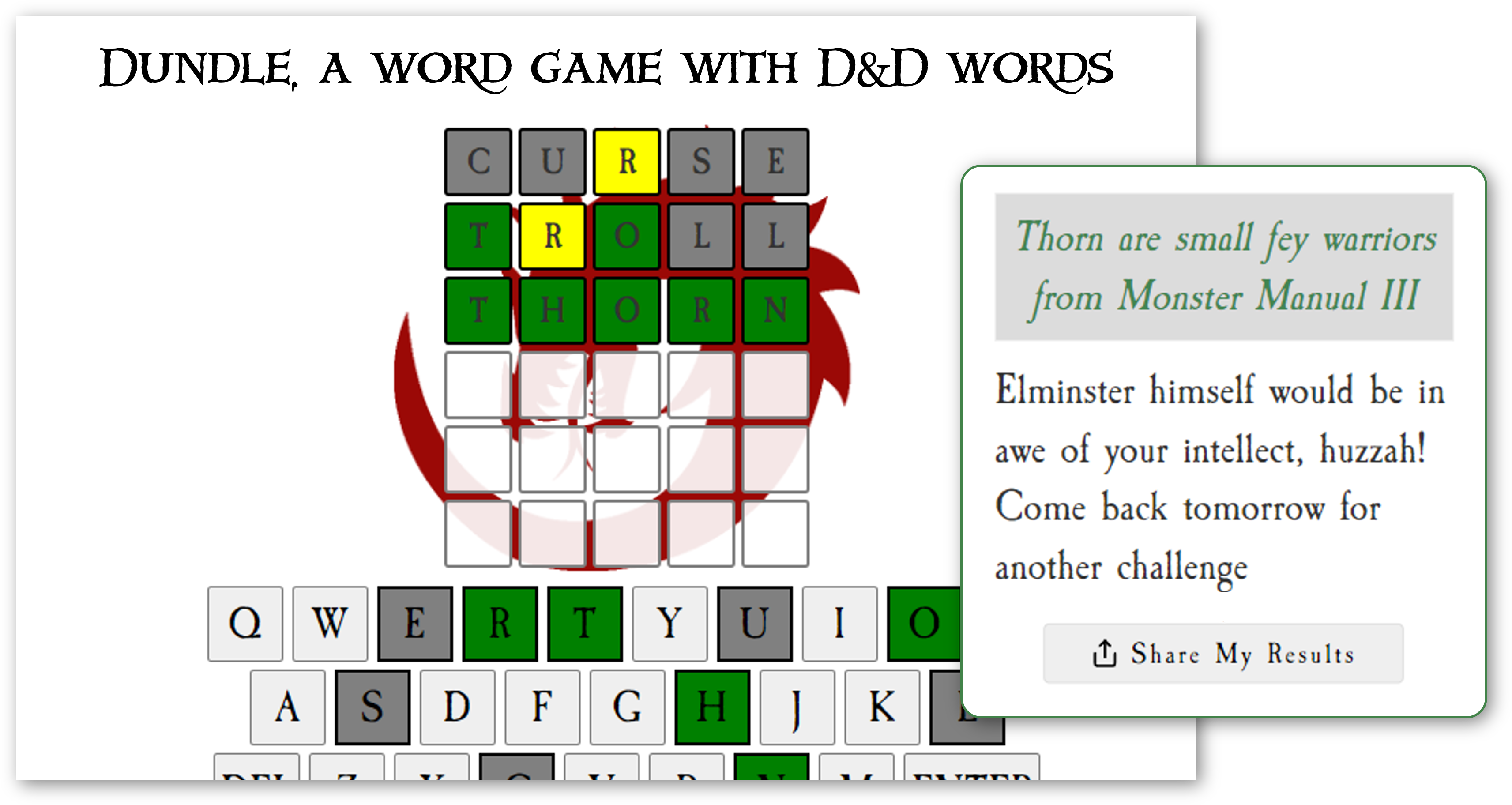 Dundle - Wordle for DnD Fans
